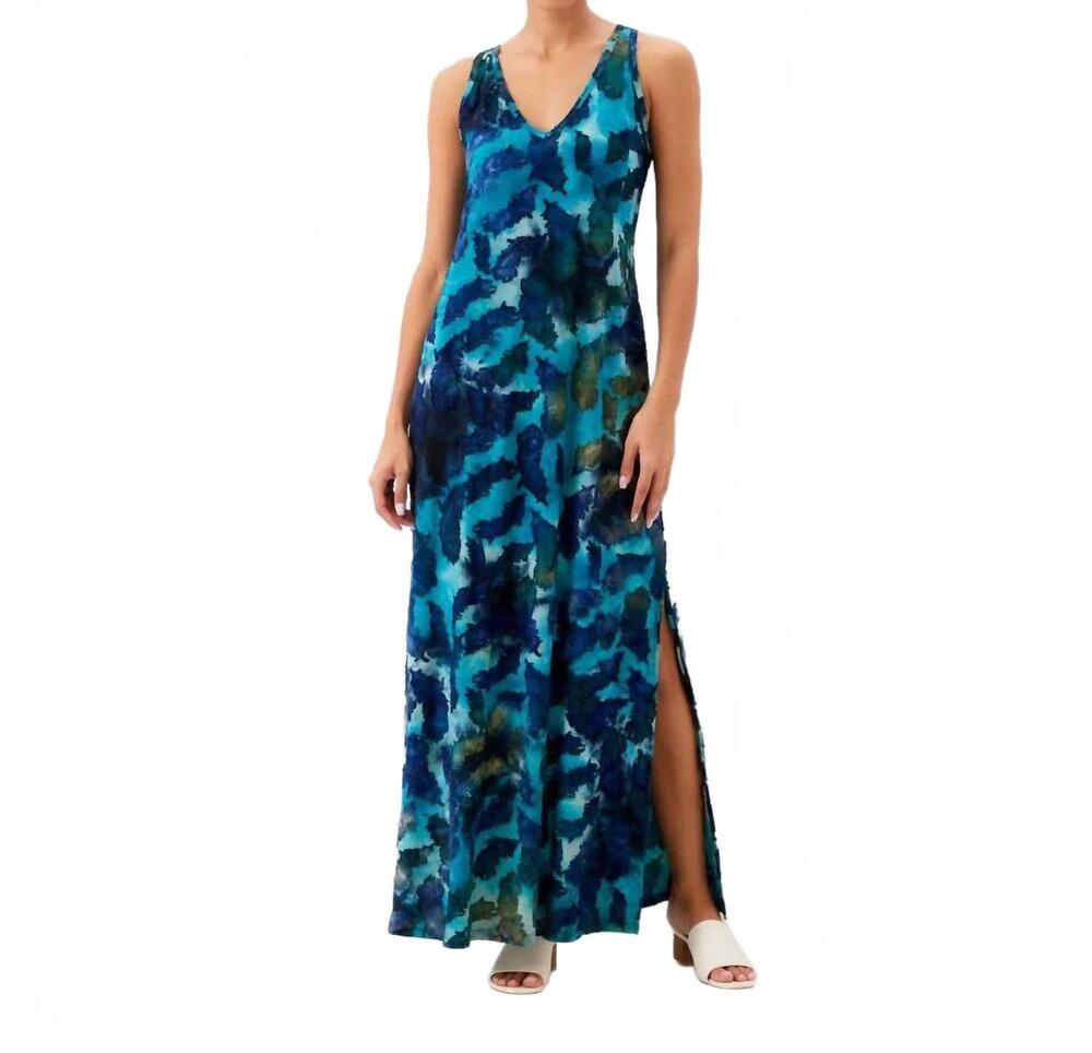 NEW KAREN KANE side-slit burnout maxi dress in teal